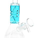 Mini Glass Beaker Bong “Chill Coil” – Fluid-Filled Neck – Assorted Colors