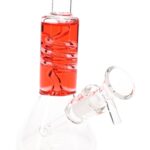 Mini Glass Beaker Bong “Chill Coil” – Fluid-Filled Neck – Assorted Colors