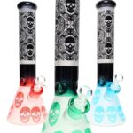 14″ 7 mm Skull Beaker Bong – Ice Pinch - Assorted Colors