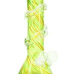 Soft Glass Beaker Bong “Glow Spiral” – UV-Reactive Accents – Assorted Colors