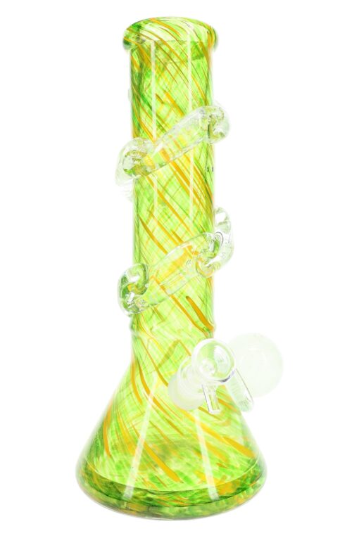 Soft Glass Beaker Bong “Glow Spiral” – UV-Reactive Accents – Assorted Colors