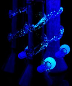 Soft Glass Beaker Bong “Glow Spiral” – UV-Reactive Accents – Assorted Colors