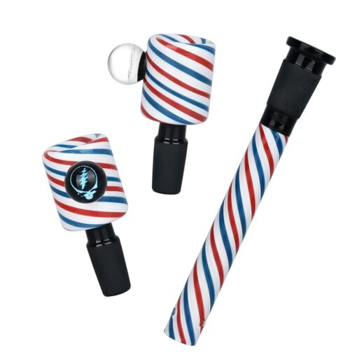 Pulsar Grateful Dead Liberty Beaker Glass Water Pipe with Ice Catcher, Striped Design