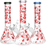 Pulsar Hearts and Kisses Glass Beaker Water Pipe - 9.75" / 14mm F / Colors Vary - Headshop.com
