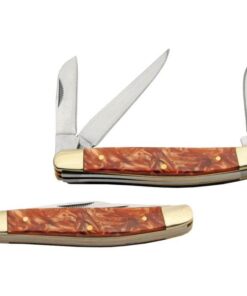 Rite Edge Stockman Brown Acrylic Handle Folding Knife 9cm