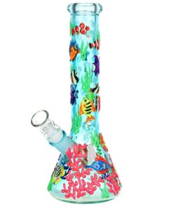 Reef Riot Glow In The Dark Beaker Water Pipe - 10" / 14mm F - Headshop.com