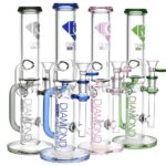 Diamond Glass Gold Inline Perc Recycler Water Pipe - 11" - Headshop.com