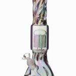 Daze Glass - 14 Inch Iridescent Spiral Arm Perc Glass Water Pipe - Headshop.com