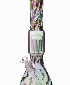 Daze Glass - 14 Inch Iridescent Spiral Arm Perc Glass Water Pipe - Headshop.com