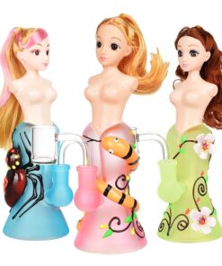 Doll Glow In The Dark Glass Water Pipe - 7.25" / 14mm F / Designs Vary - Headshop.com