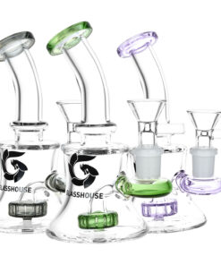 Glass House Disc Perc Glass Water Pipe - 5.5" / 14mm F / Colors Vary - Headshop.com