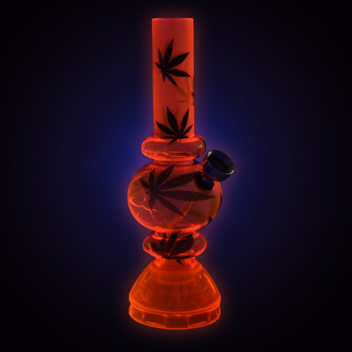 Mini Acrylic Bubble Water Pipe w/ Built in Grinder Base - 6.75" / Assorted Designs - Headshop.com
