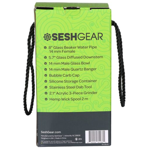 SeshGear Glass Beaker Water Pipe Smokers' Kit | 8" - Headshop.com