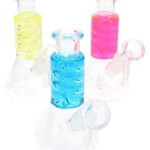 Mini Glass Beaker Bong “Chill Coil” – Fluid-Filled Neck – Assorted Colors
