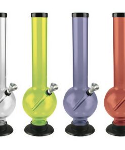 Acrylic Water Bongs - Bubble Butt Design in Various Colors, 12" Tall with 45 Degree Grommet Joint