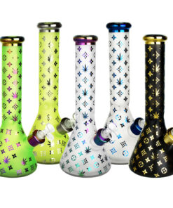 Metallic Floral Diamond Water Pipe- 13" /14mm F /Colors Vary - Headshop.com