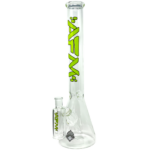 AFM Glass Beaker Bong 18" with 45 Degree Joint and Downstem, Front View on White Background