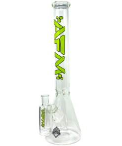 AFM Glass Beaker Bong 18" with 45 Degree Joint and Downstem, Front View on White Background