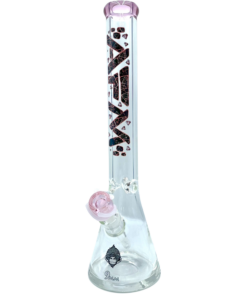 AFM The Pink Diamond Beaker Bong 9mm, 18" height, with heavy wall pink glass and deep bowl