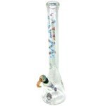 AFM The Popcorn & Rainbows 9mm Beaker Bong, 18" Borosilicate Glass, Front View with Colorful Design