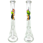 AFM The Skeletal 9mm Beaker Bongs - 18" Clear Borosilicate Glass with Colorful Artwork