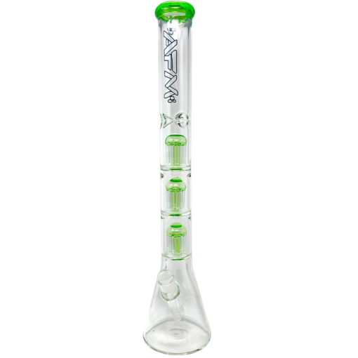 AFM The Triple Hitter 9mm 21" Beaker Bong in Lime Green with Tree Percolator - Front View