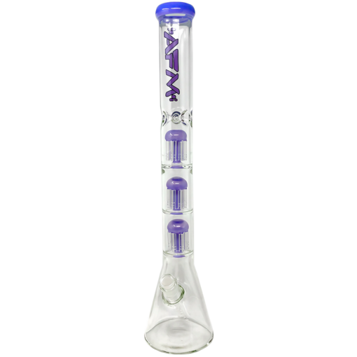 AFM The Triple Hitter 9mm Beaker Bong 21" with Tree Percolator in Purple - Front View