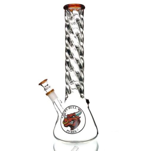 Agung Spiral Beaker Glass Bong 35cm Amber