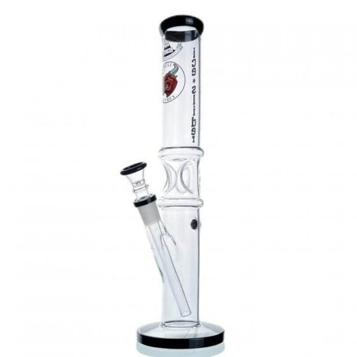 Agung Straight Tube Ice Slider Glass Bong 33cm Black