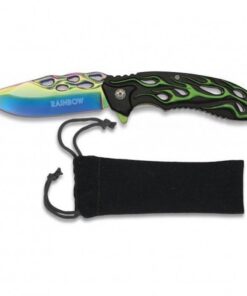 Albainox Rainbow Aluminum Handle Folding Knife Green