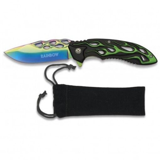 Albainox Rainbow Aluminum Handle Folding Knife Green