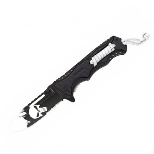 Albainox Skull Black Aluminum And ABS Wrapped Handle Folding Knife