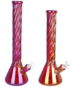 Red Spiral Neck Glass Beaker Water Pipe | 14mm F - Headshop.com