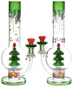 Christmas Cheer Glass Water Pipe - 11.75" / 14mm F - Headshop.com