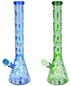 Ghostly Glow Beaker Water Pipe - 18" / 14mm F / Colors Vary - Headshop.com