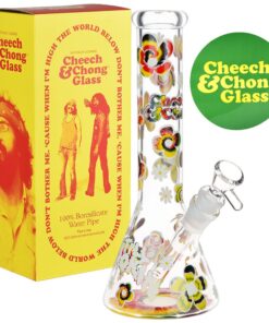Cheech & Chong Glass Tie Dye Glow Glass Beaker Bong - 10" - Headshop.com