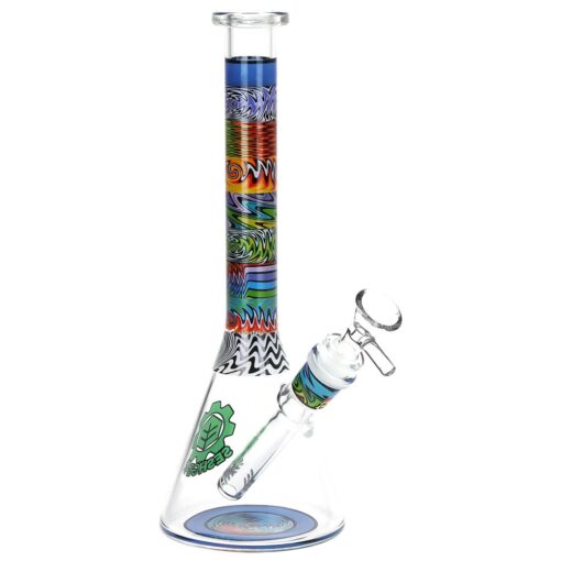 SeshGear Tehchnicolor Zig Wag Beaker Glass Water Pipe - 10" / 14mm F / Colors Vary - Headshop.com
