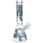 420 Clouds Glow In The Dark Beaker Glass Water Pipe - 10" / 14mm F / Colors Vary - Headshop.com