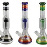 Assorted 12" Beaker Water Pipes with Tree Percolators and 14mm Female Joints, Front View