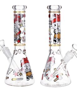 Gangster Cat Beaker Glass Water Pipe - 10" / 14mm F