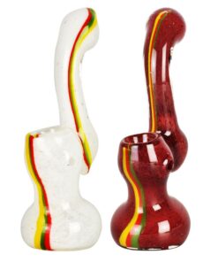Rasta Stripe Frit Glass Bubbler | Colors Vary - Headshop.com