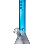 Daze Glass 16" Metallic Silver & Blue Glass Water Pipe Front View on White Background