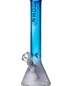 Daze Glass 16" Metallic Silver & Blue Glass Water Pipe Front View on White Background