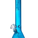 Daze Glass - 16" Metallic Blue Glass Water Pipe Front View on White Background