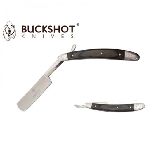 Buckshot Straight Razor Folding Knife 14cm Black