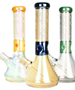 Mandala Secret Iridescent Etched Water Pipe - 12"/14mm F/Colors Vary - Headshop.com
