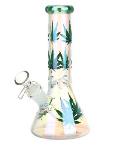Realistic Hemp Leaf Beaker Glass Water Pipe - 7.75" - Headshop.com