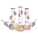 Octopus Frit Bubble Base Water Pipe w/ Ash Catcher | 10" | 14mm F | Colors Vary - Headshop.com