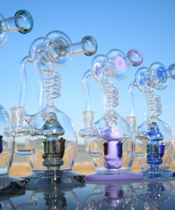 Approx. 11" Spiral Mushroom Recycler Water Pipe w/ Circ Perc - Headshop.com