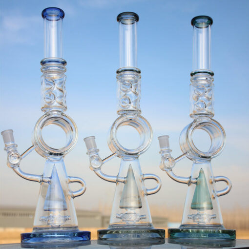 18.5" Recycler Style Donut Percolator Glass Water Pipe - Headshop.com